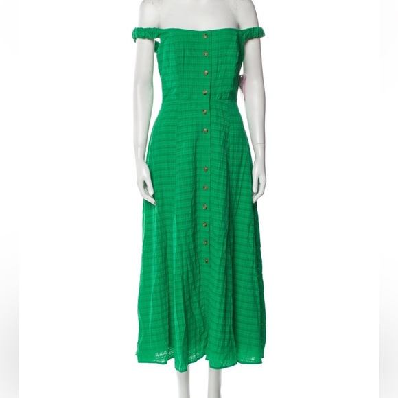 Astr Off-Shoulder Green Maxi Dress - Picture 1 of 3